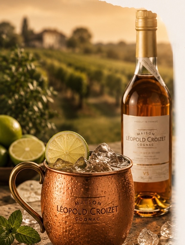 Ginger d'Or с Cognac Léopold Croizet, ginger beer, лаймом и медной кружкой