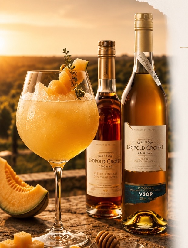 Golden Melon с Cognac Léopold Croizet VSOP, Vieux Pineau des Charentes, дыней и акациевым медом