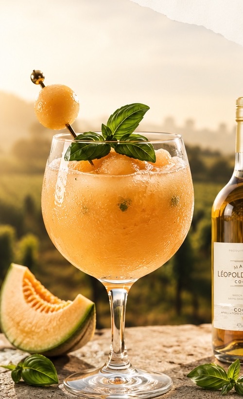 L'Heure Dorée с Pineau Blanc des Charentes, Cognac Léopold Croizet, базиликом и дыней